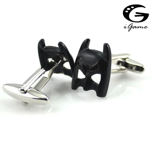 Superheroes Design Knight Mask Cufflinks For Men Quality Copper Material Black Color Bat Cuff Links Wholesale&retail