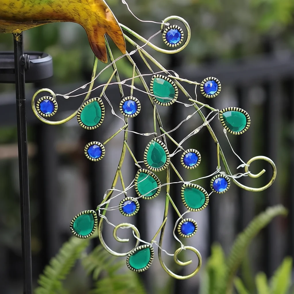 Metal Peacock Solar Stake Light Decorative Outdoor Garden Lighting For Lawn Path Yard Ornament Animal Figurine