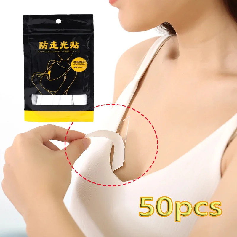 

50Pcs Transparent Clear Double Sided Tape For Clothing Dress Body Skin Anti-exposure Adhesive Sticker Strips Bra Non-slip Fixed