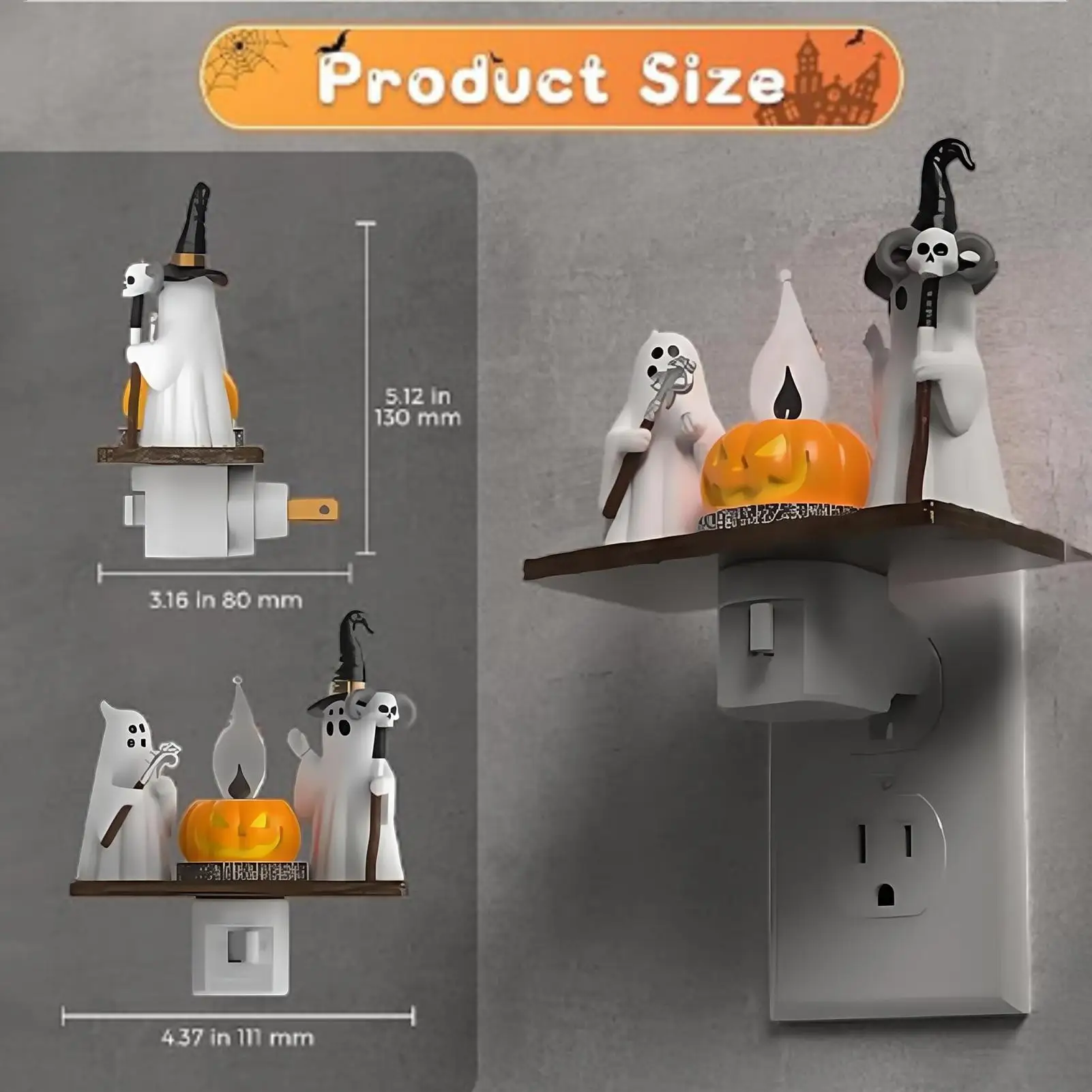 ハロウィンゴーストキャンプファイヤー常夜灯ゴーストキャンプファイヤーちらつき夜の光プラグイン樹脂 LED 火燵ランプ装飾品