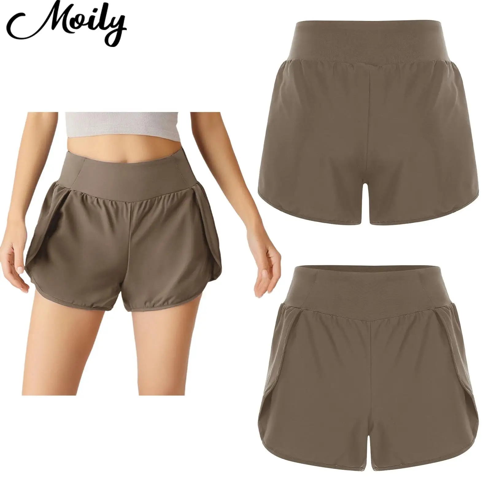Fake Two Yoga Shorts Elastic Waistband Quick-Drying Athletic Shorts Workout Gym Fitness Running Jogging Bottom Costume for Women