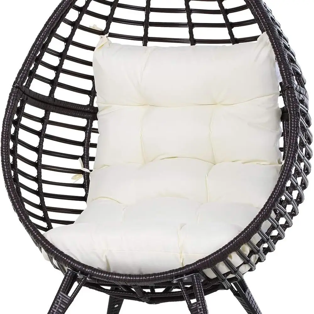 

Бежевый плетеный стул-яйцо для дома и улицы с подушкой и регулируемыми ножками