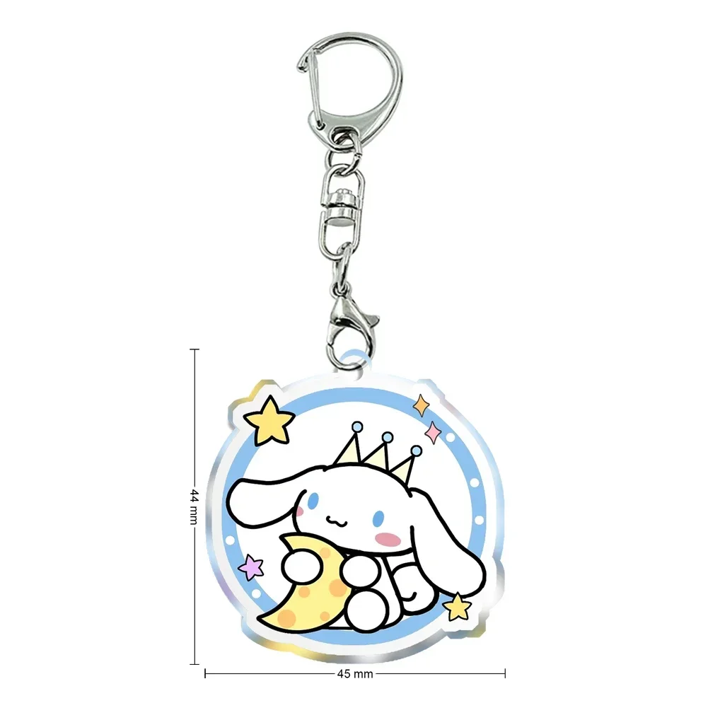 

Sanrio Cinnamoroll Keychain Cartoon Transparent PVC Double Sided Key Chain For Friends Christmas Gift
