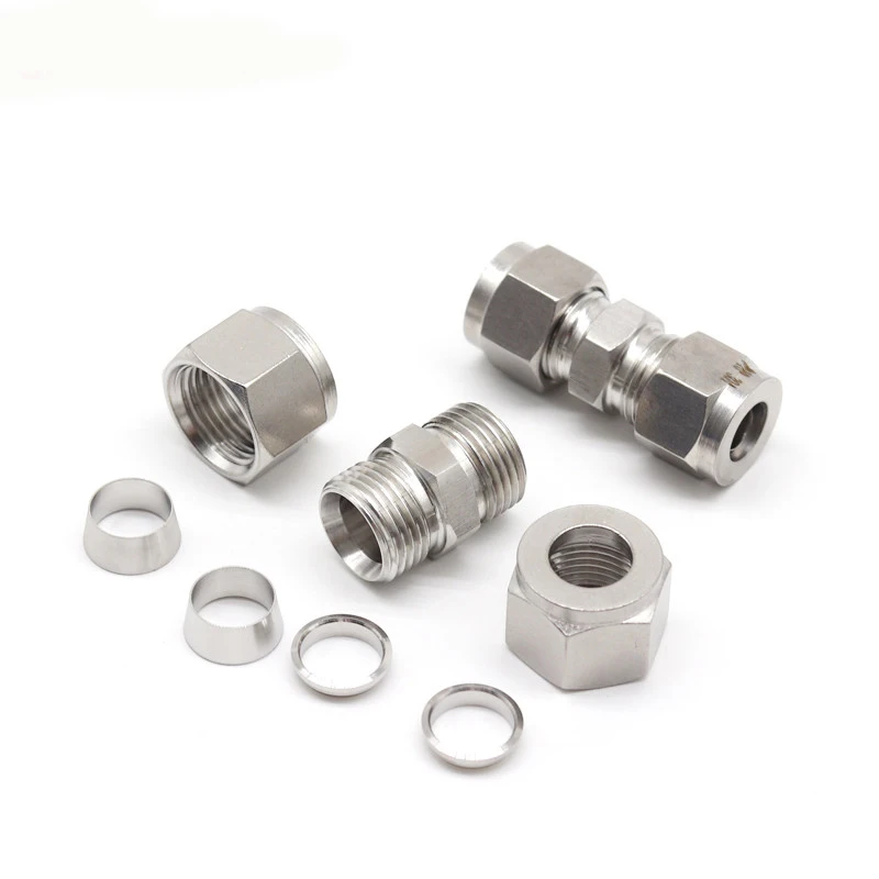 Double trap Metal pipe connector of cutting sleeve type 304 stainless steel OD 3 4 6 810mm1/8 \