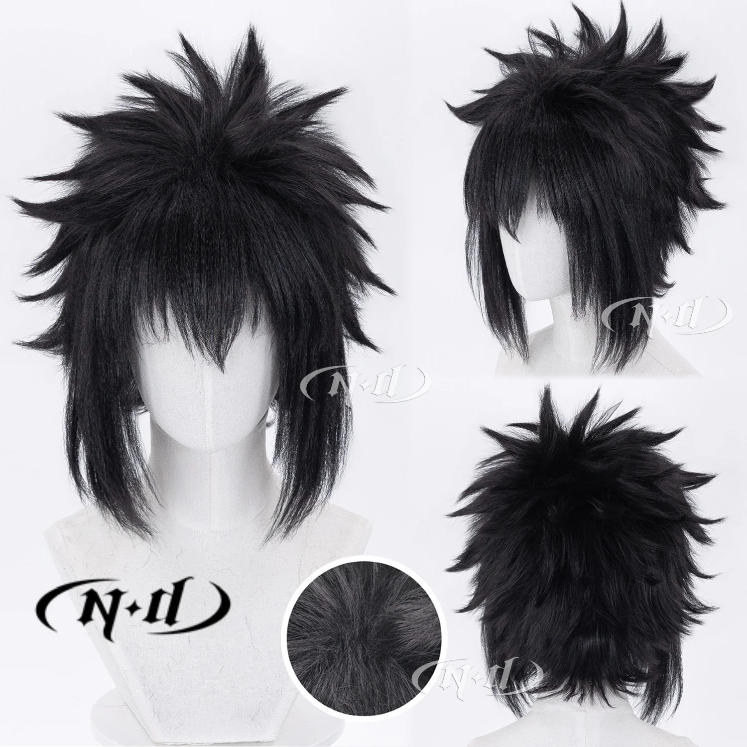 ND Brand Sasuke Uchiha Cosplay Wigs Hair Hairpiece for Comic-con Cosplayer Halloween Costume Party Theme Heat-Resistant