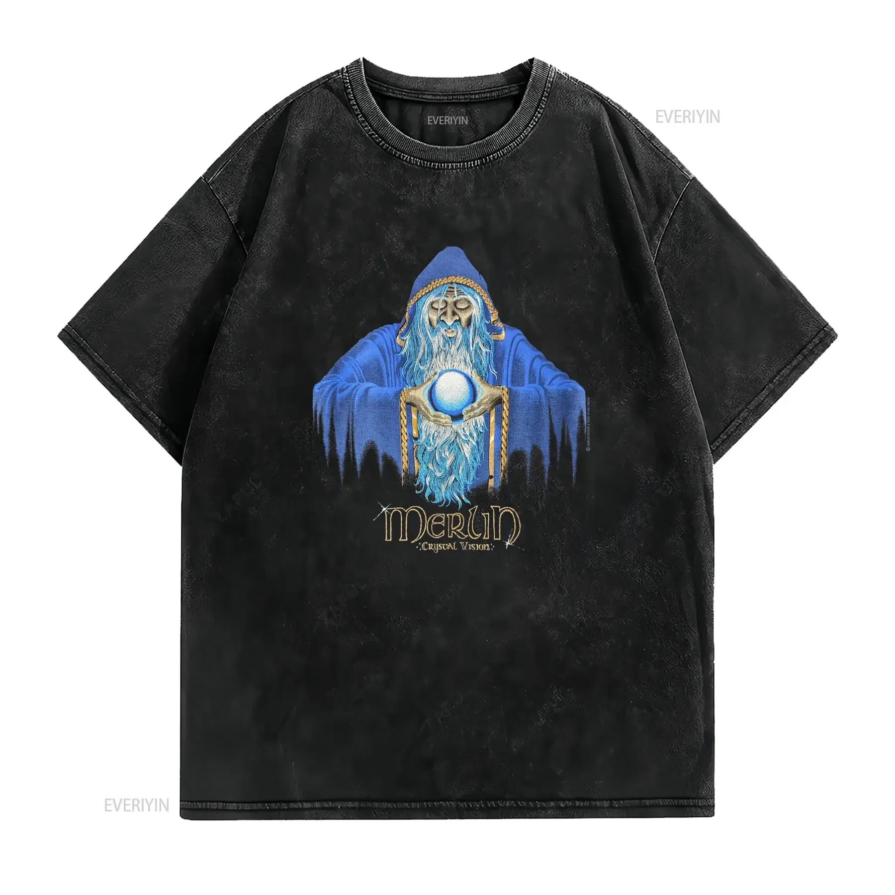 Vintage 90s Merlin The Magician T Shirt Wizard Sorcerer Fantasy Character Print Size L vintage Washed homme Slightly