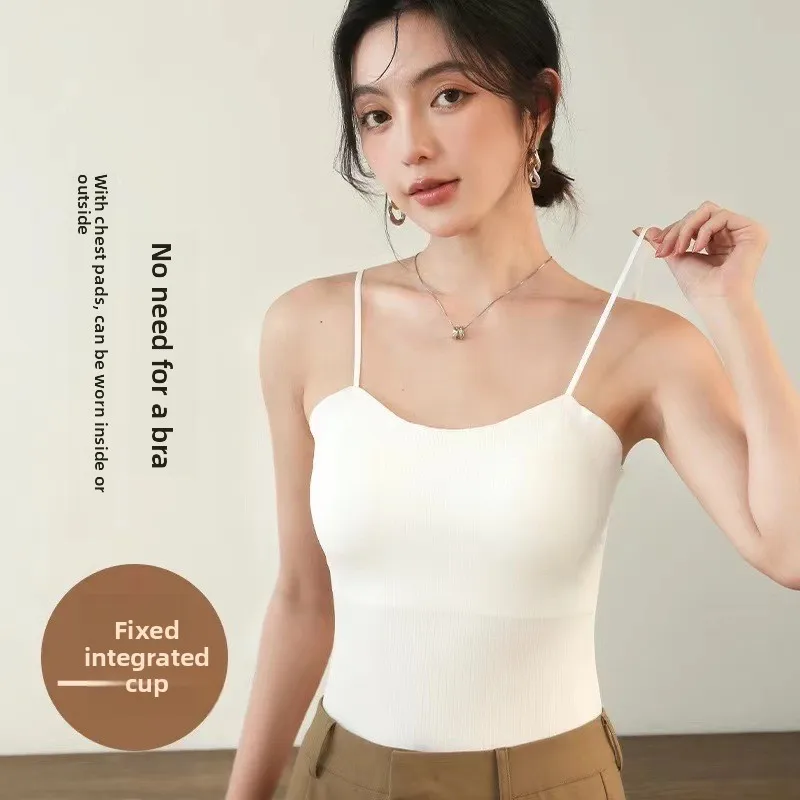 Einteiliger Weste-BH Damen Sommer Basisschicht Anti-Licht Walking Brtte Strapl Sl U-Neline Inner Wear Korean Sle