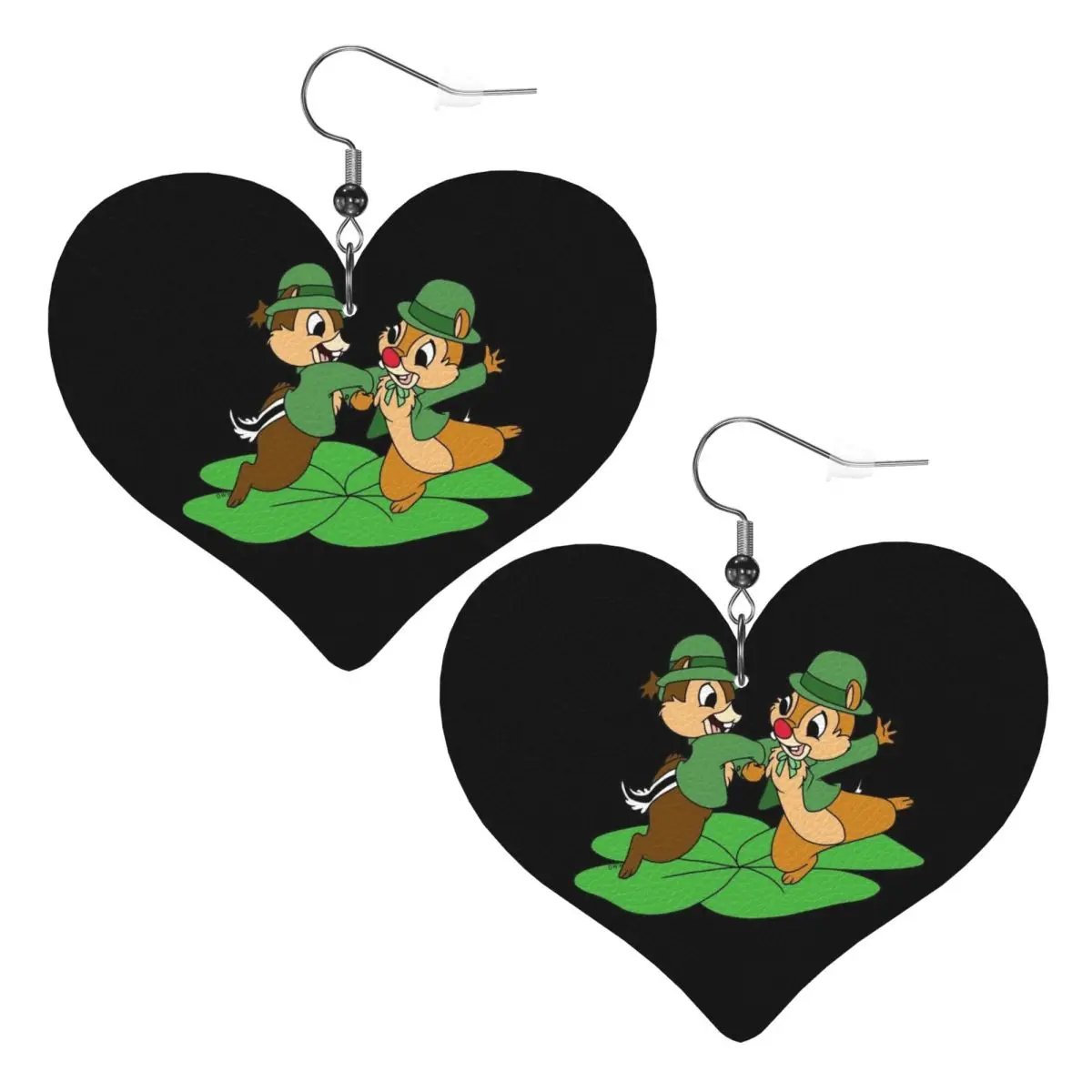 Custom Chip 'n' Dale Dance Leather Teardrop Earrings for Women Leather Earrings Fashion Lightweight for Parties Holidays