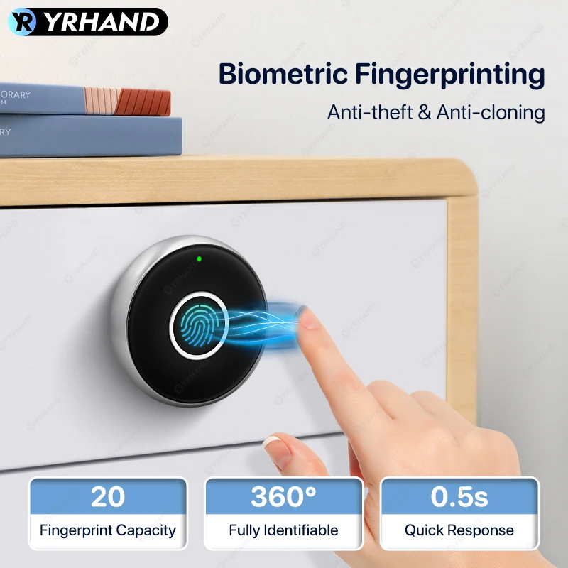 YRHAND tuya App Biometric Fingerprint Drawer battery Cabinet lock Keyless electronic Smart wireless locker Lock for home office