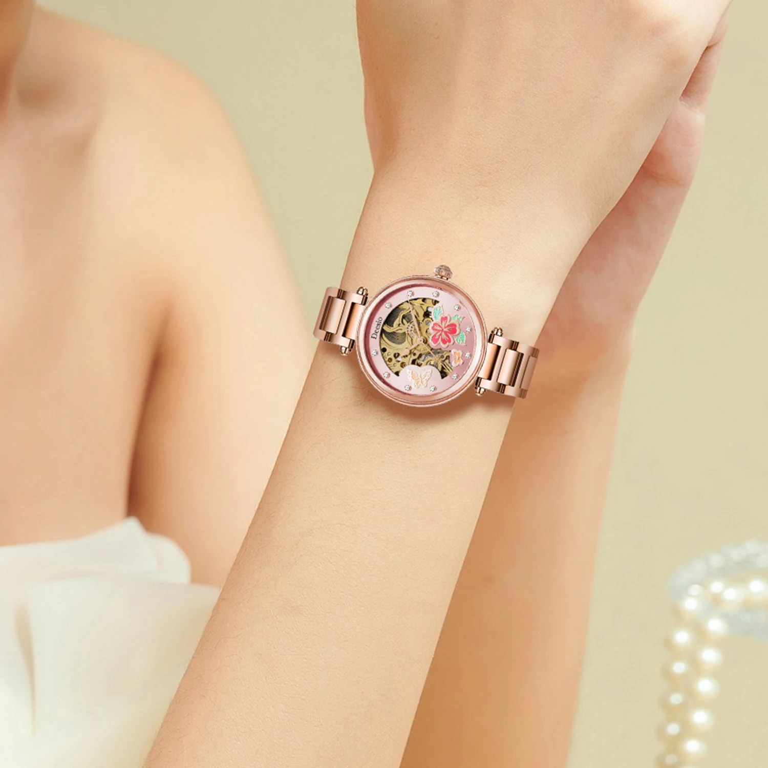 Deesio İskelet Kadran Pembe Çi - Skeleton Mechanical Watch incelemesi ve fiyatı