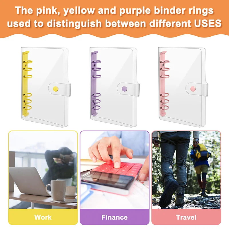 محفظة PVC A6 مجموعة نظام المظاريف النقدية للكمبيوتر المحمول مع جيوب الموثق لمنظم فاتورة توفير الميزانية المالية #5