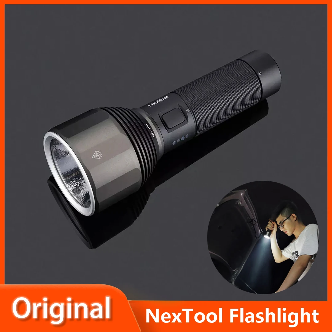 YOUPIN Original NexTool Rechargeable Flashlight 2000lm 380m 5 Modes IPX7 Waterproof LED light Type-C Seaching Torch for Camping