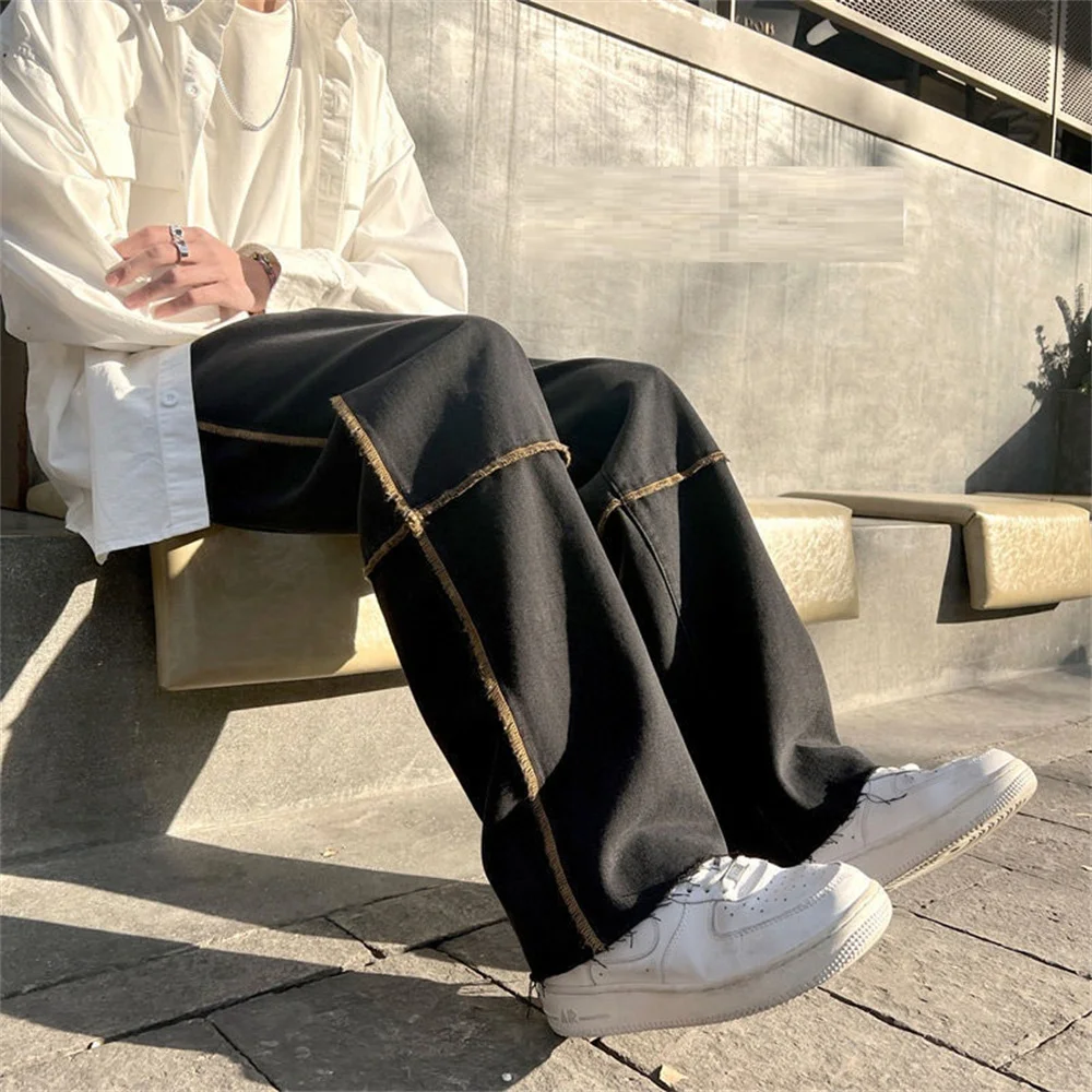 Men Jeans Wide Leg Denim Cargo jean pants Loose Straight Baggy Men's Jeans hip hop Streetwear Skateboard Neutral denim Trousers