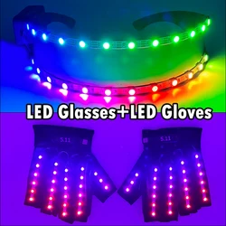 1pcs LED Glasses + 1pair LED Gloves 6 Colors Available New Product Set Glow Dance Party Costume Decoration LED Laser Props