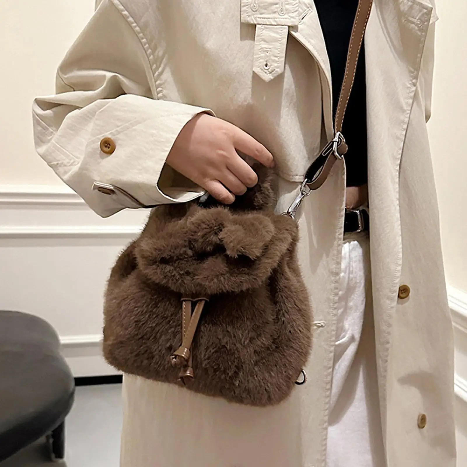 Mochila de felpa para niños, bolso de hombro con lazo para viajes escolares, guardería, estudiantes, fiestas de compras de Navidad, niños, mujeres y niños