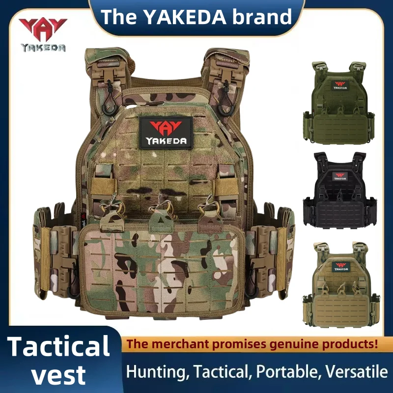 Yakeda Neue Kampfweste 6094, schnell abnehmbare, leichte, lasergeschnittene taktische Weste, schwarze Ausrüstung zum Tragen, militärische taktische Weste