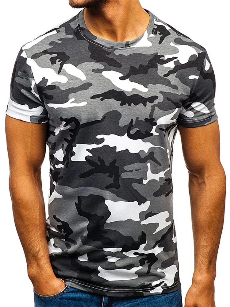 Summer Men's 3D T-Shirts Outdoor Running Short Sleeve Tops Loose and Comfortable Daily Casual T-Shirt Fashion Camouflage Pattern