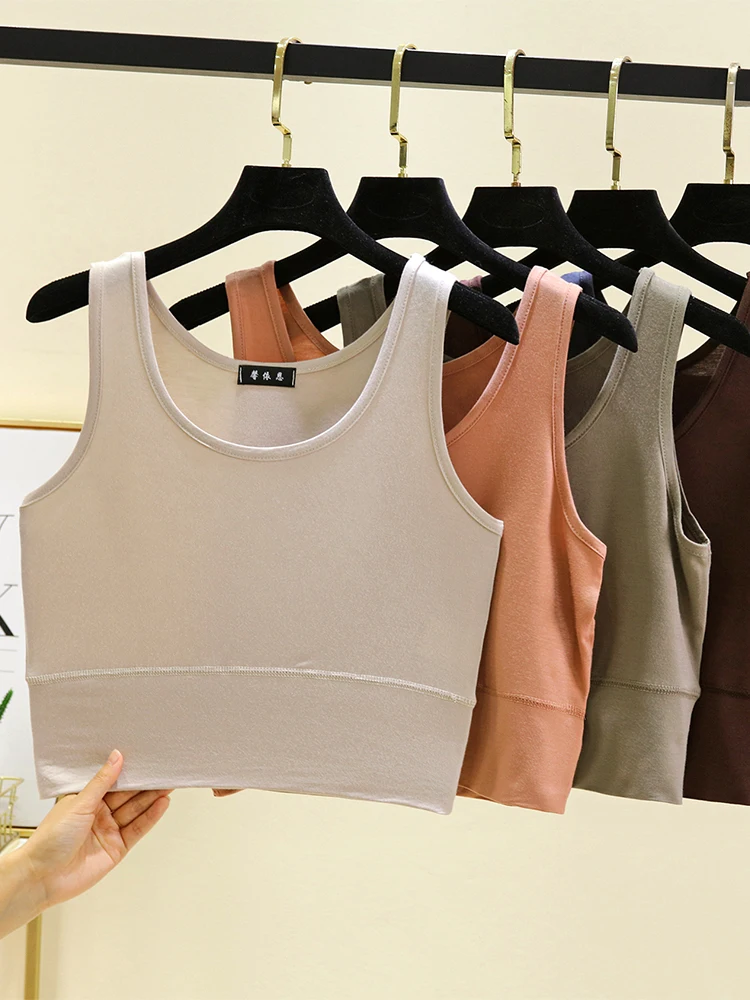 قميص نسائي بدون أكمام من المودال، رقيق، برقبة مستديرة، لون سادة، متعدد الاستخدامات، ضيق، قصير الطول، مناسب للصيف #3