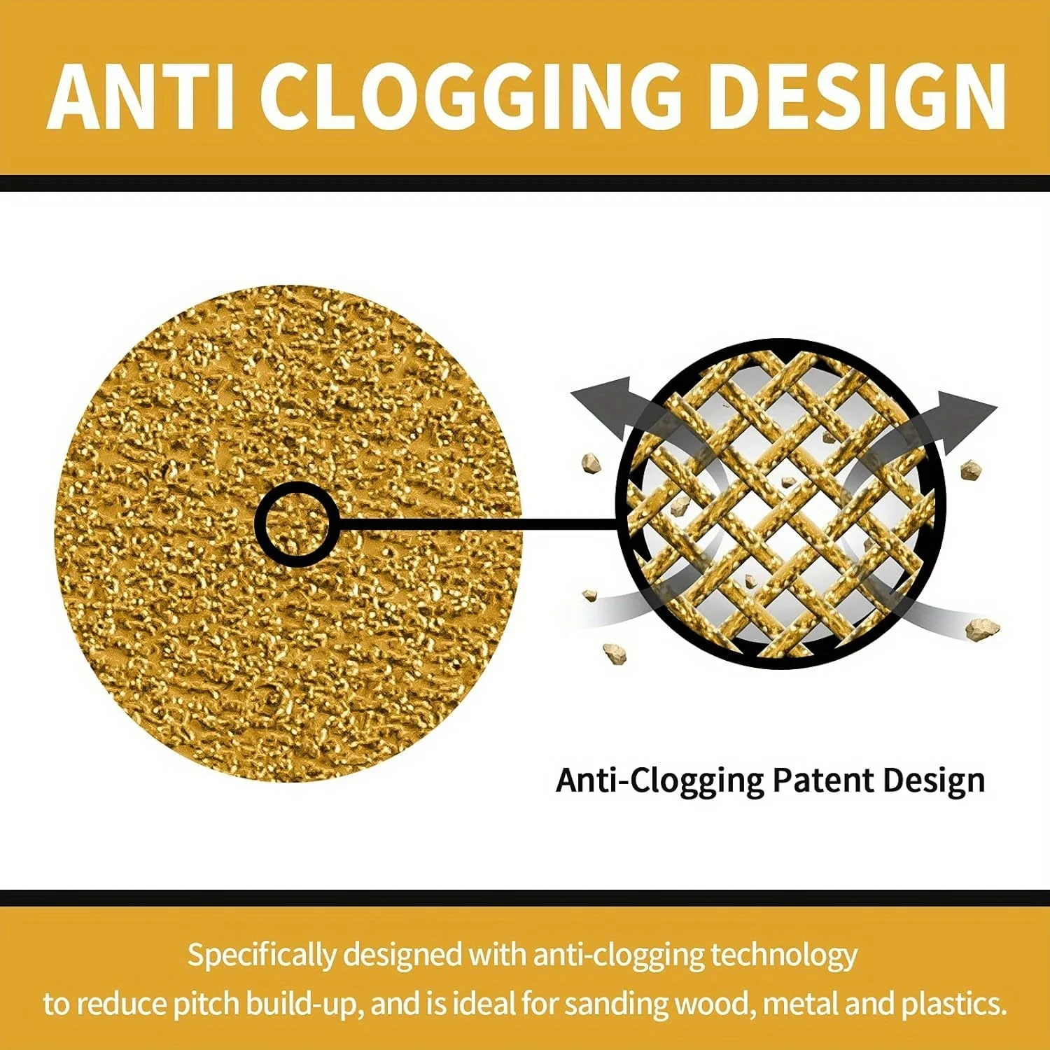 10 Buah Cakram Amplas Emas 5 Inci 8 Lubang, Cakram Amplas Berkualitas Tinggi Tahan Debu dan Tahan Blok, Cocok untuk Pekerjaan Kayu