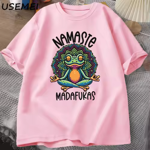Funny Yoga T Shirt Frog Self Care T-Shirt Cotton Short Sleeve Positive Cottagecore Namaste Tee Men Women Mens Clothes Streetwear - Image 7