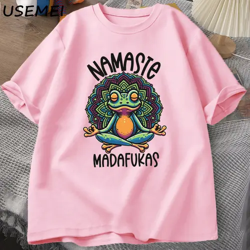 Funny Yoga T Shirt Frog Self Care T-Shirt Cotton Short Sleeve Positive Cottagecore Namaste Tee Men Women Mens Clothes Streetwear - Image 7