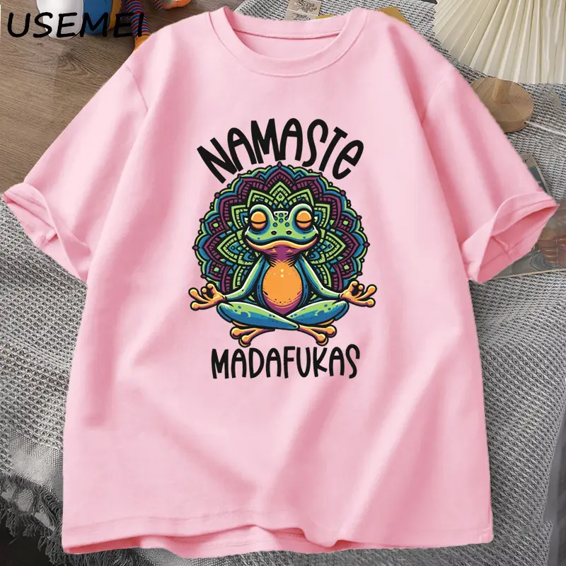 Funny Yoga T Shirt Frog Self Care T-Shirt Cotton Short Sleeve Positive Cottagecore Namaste Tee Men Women Mens Clothes Streetwear - Image 7