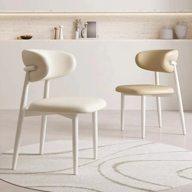 

White Metal Feet Upholstered Dining Chairs Hotel Villa Apartment Leather Dining Room Furniture