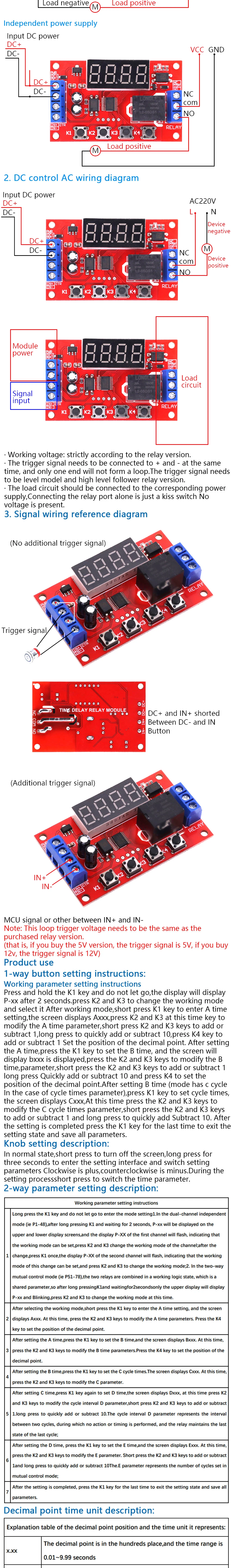 DC 5V 12V 24V 10A Einstellbares Zeitrelais-Modul LED Digitales Zeitrelais Timer Verzögerung Auslöseschalter Zeitsteuerungsschalter – Detail 3