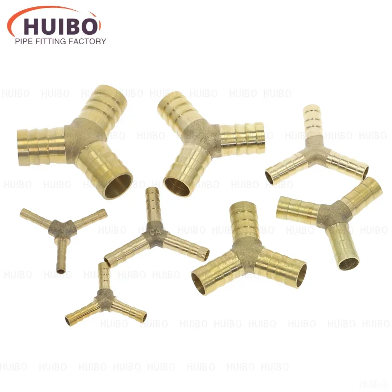 Brass Splicer Pipe Fitting Y Shape 3 Way Hose Barb 4 5 6 8 10 12 14 19mm Copper Barbed Connector Joint Coupler Adapter Pneumatic