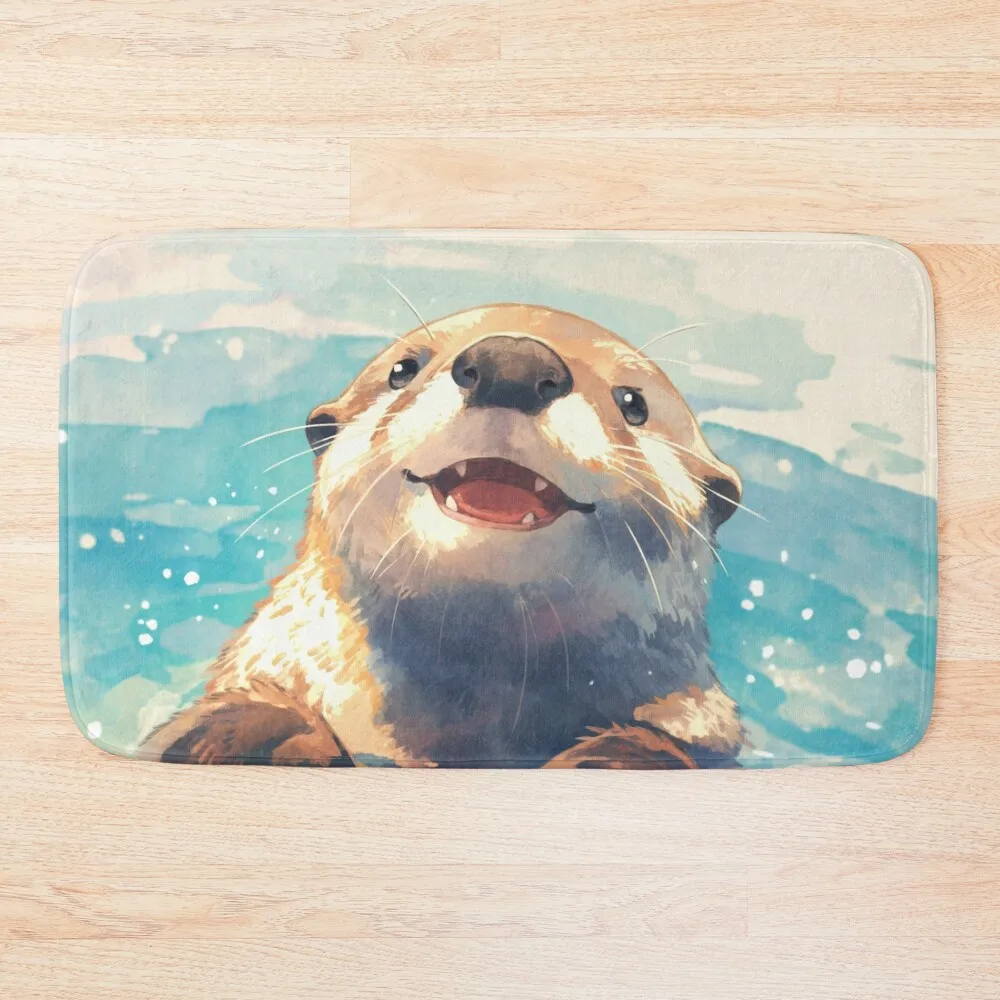 

Otter Splashing Through Sunshine Bath Mat Rug Foot Kitchen Rugs Baths Mat