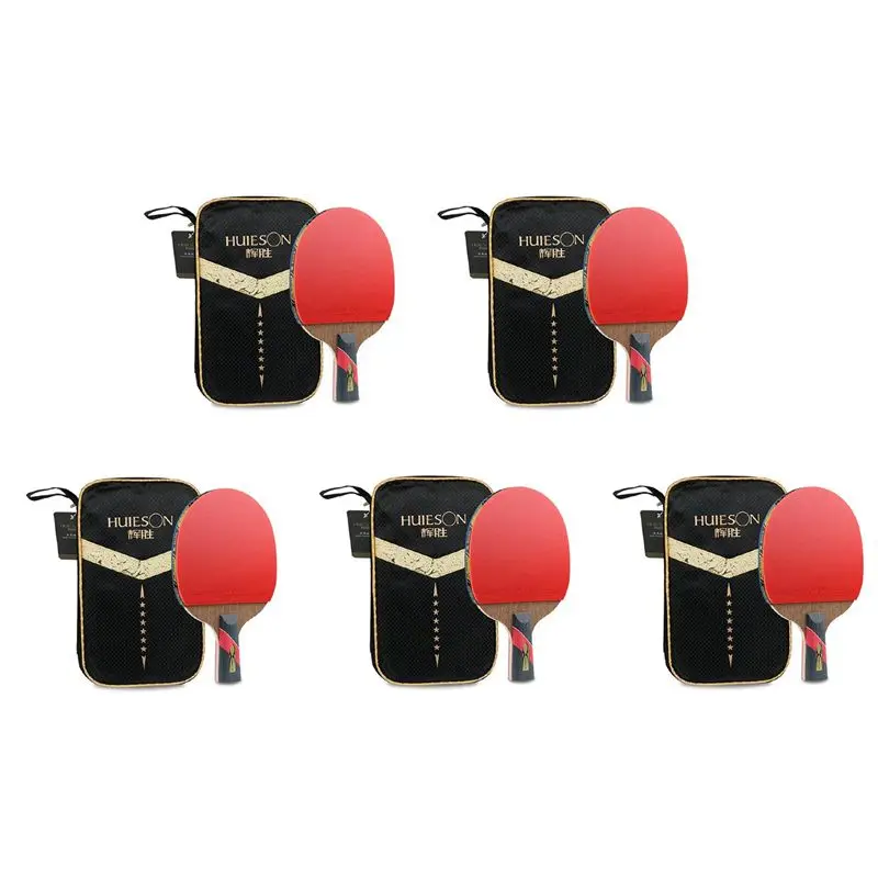 QWE-5X Huieson Super Powerful Ping Pong Racket Bat,6 Star Table Tennis Racket Sticky Pimples(Penhold-Hands Grip)