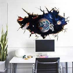 Cosmic Wonder Creative Walls Art Space Planet Astronaut Vinyl Stickers Aesthetic Rooms Ceiling for Home Decoration Larger Mural