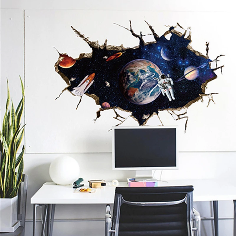 Cosmic Wonder Creative Walls Art Space Planet Astronaut Vinyl Stickers Aesthetic Rooms Ceiling for Home Decoration Larger Mural
