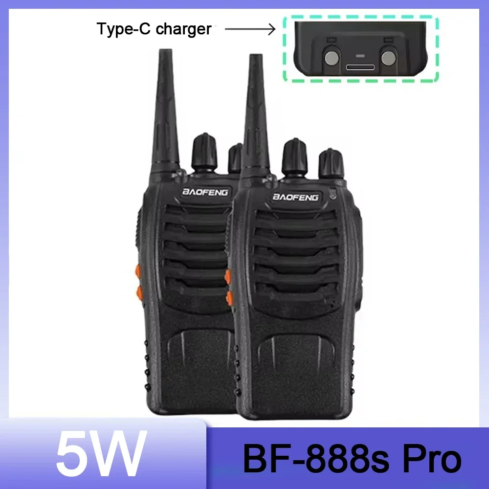 Baofeng BF-888S Pro Рация Type-C Частота зарядки Копия двусторонней радиосвязи UHF 400-470 МГц 16-канальный радиолюбитель CB приемопередатчик