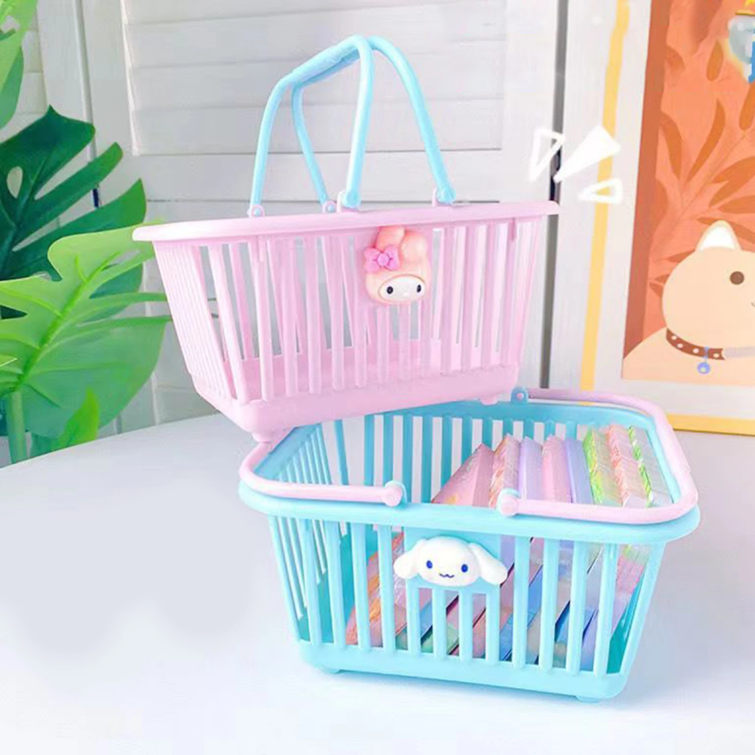 Shopping Basket Kids Grocery Basket with Handles Small Retail Shopping Baskets for Party Favors Kitchen Organizer Laundry Basket