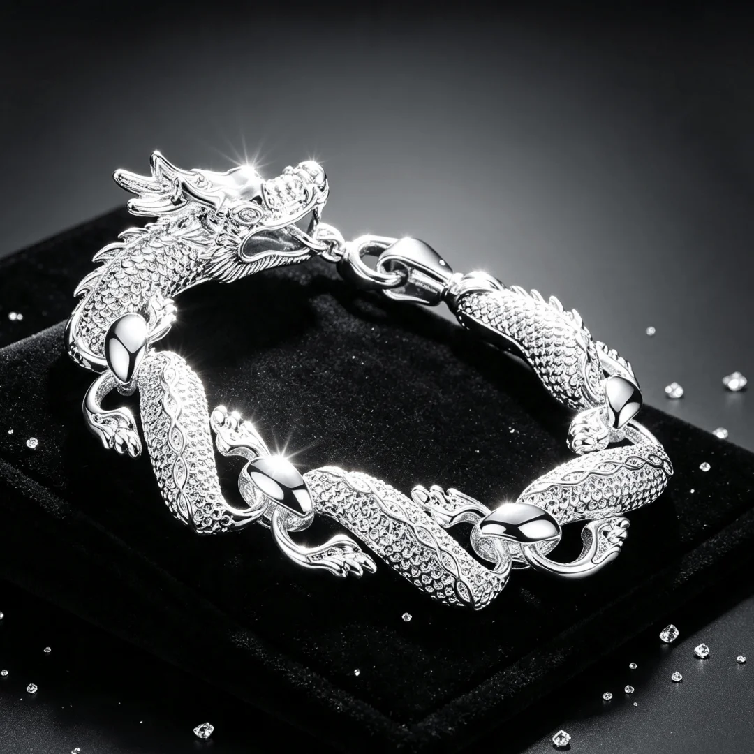 Charm 925 Sterling Silver Noble Bracelets for man Domineering big dragon chain lady Wedding party Christmas Gift fashion Jewelry