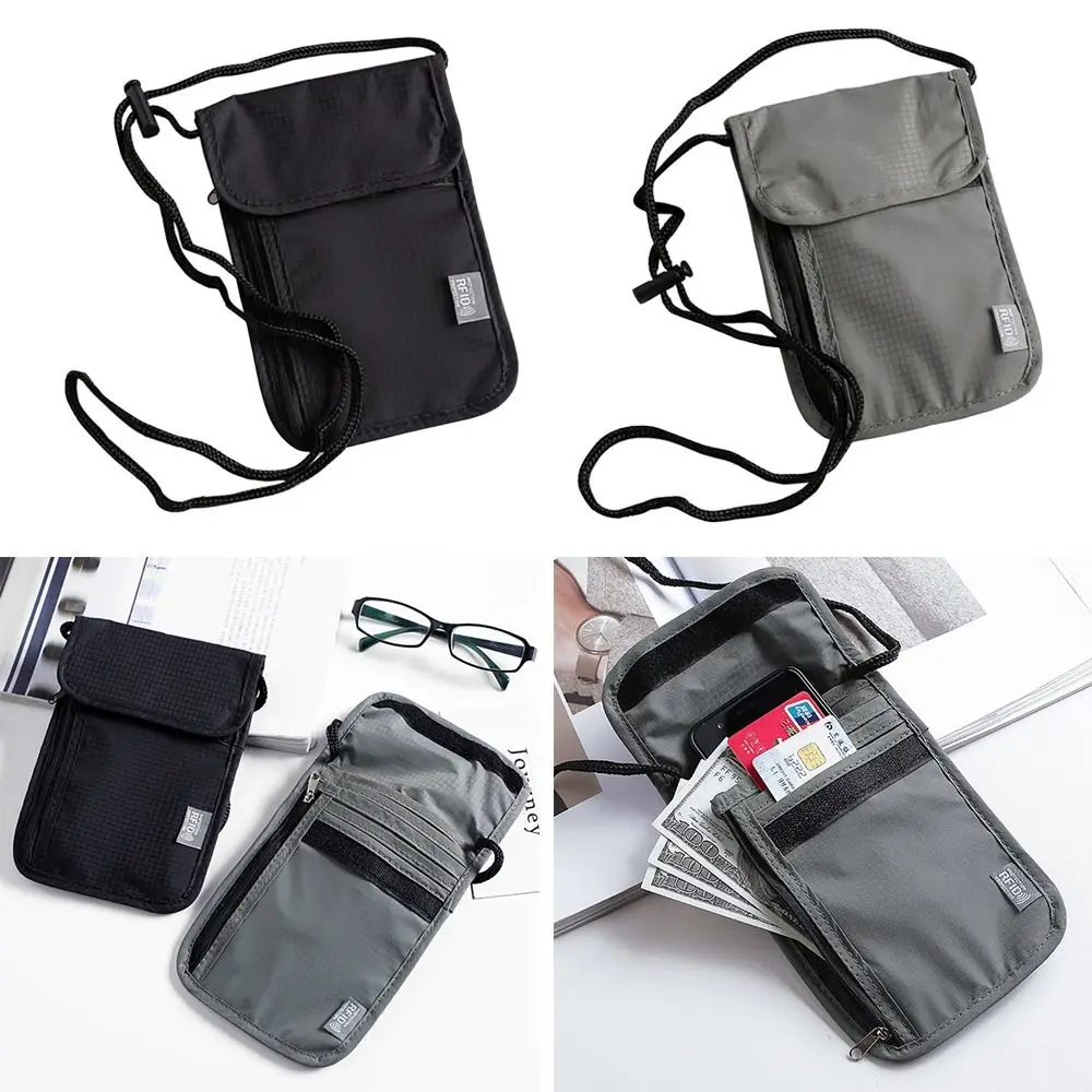 1 Pcs Waterproof RFID Nylon storage bag Travel document Card passport Bag Neck Wallet Money Document Card Passport Pouch