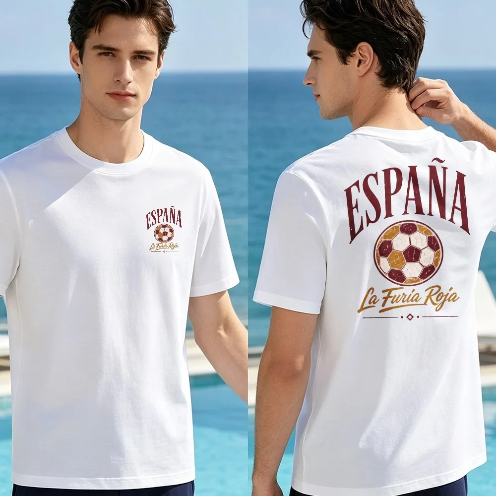 España T-Shirt Soccer Foot ball 2026 La Furia Roja Tees  Vintage Football Spain Fan Gift Soccer Player Supporter Cotton Clothing