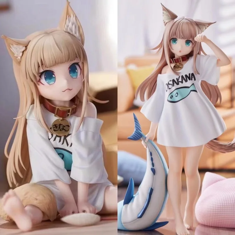

Cat Girl Sitting Fish Eating Bean Powder Substitutable Pose Beautiful Girl Collectible Model Car Office Desk Home Decoration