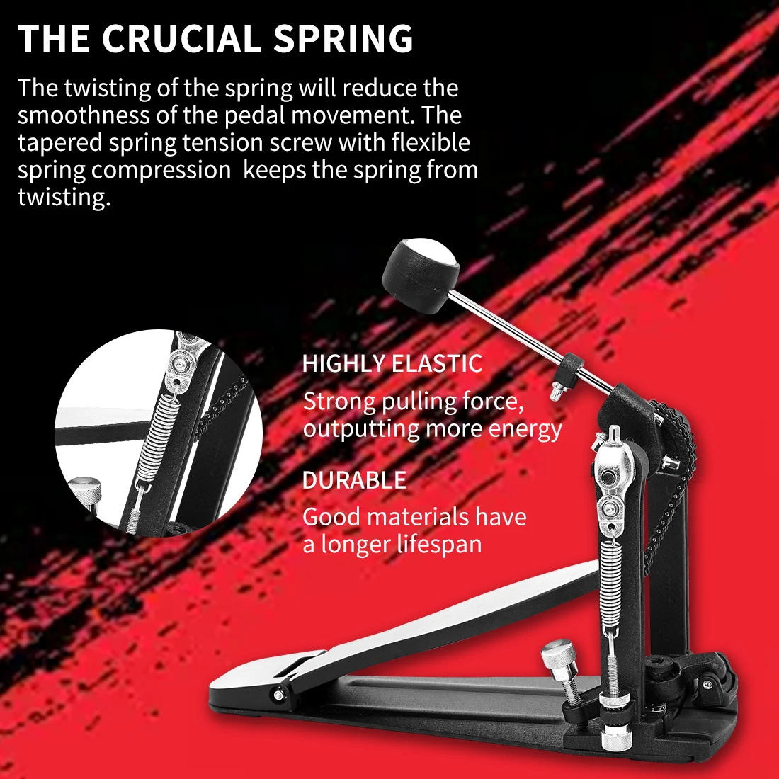 SLADE Bass Drum Pedal Beater Double Chain Direct Drive Pedal Drum Foot Pedal Base Drummer Percussion Instrument Accessories