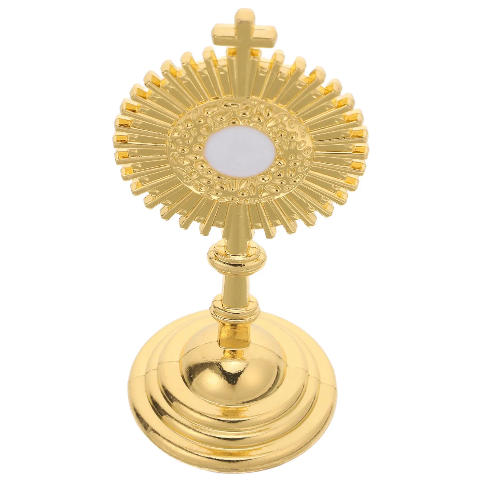 

2Pcs Small Metal Jesus Crucifix Cross Catholic Tabletop Ornament for Home Church Prayer Desktop Religious Decoration