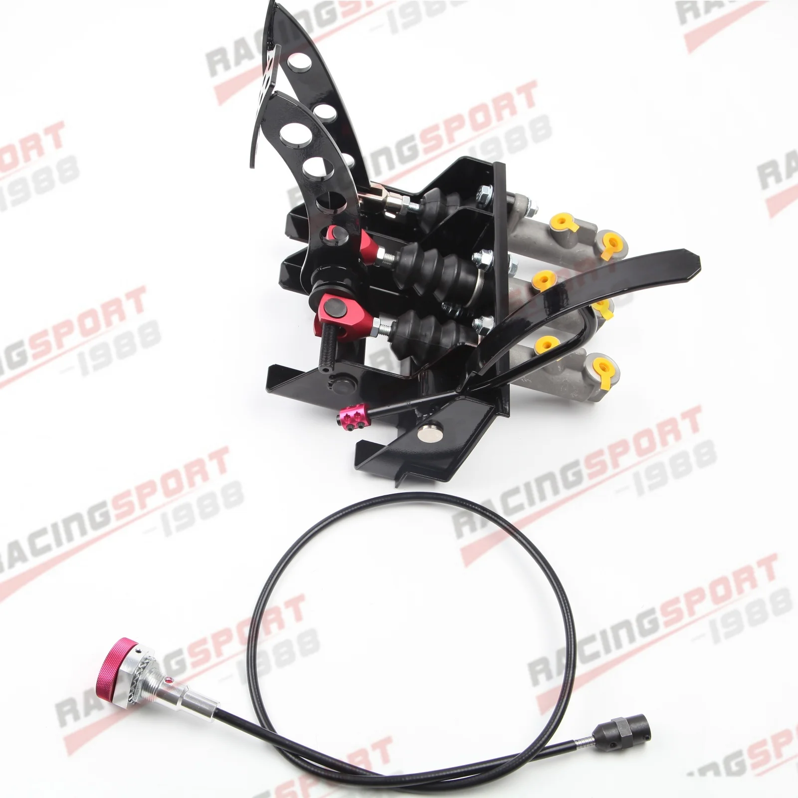 Race Rally Hydraulic Clutch Brake Master Cylinder Pedal Box Assembly Black
