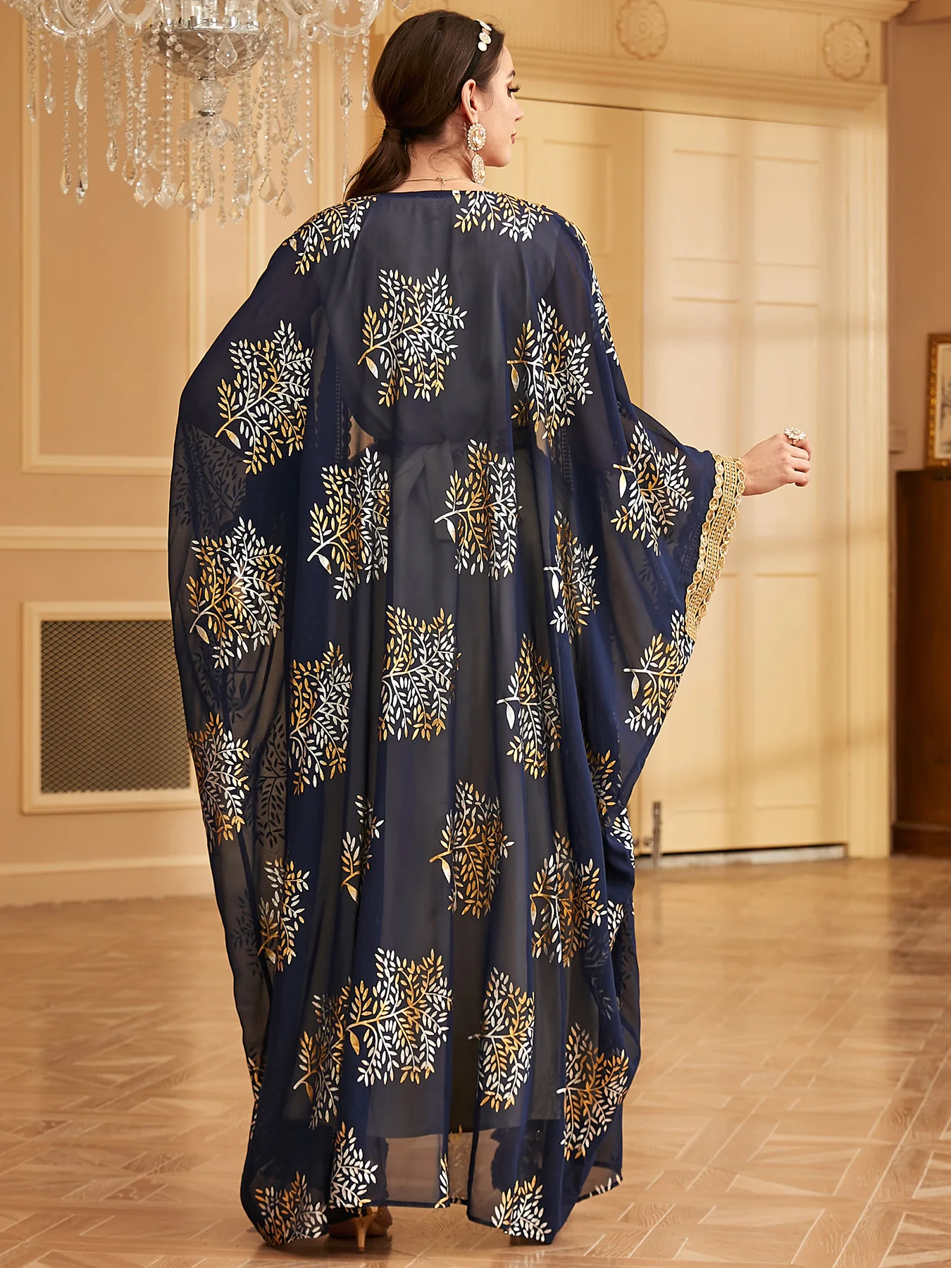 Morocco 2 Pieces Set Matching Open Abayas with Inner Dress African Turkey Arab Kimono for Women Muslim Dubai Islam Caftan 3911