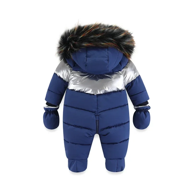 Winter Newborn Baby Romper With Gloves Warm Baby Girl Clothes Hooded Children's Clothing Set Thicken Kids Boys Jumpsuit 0-24M