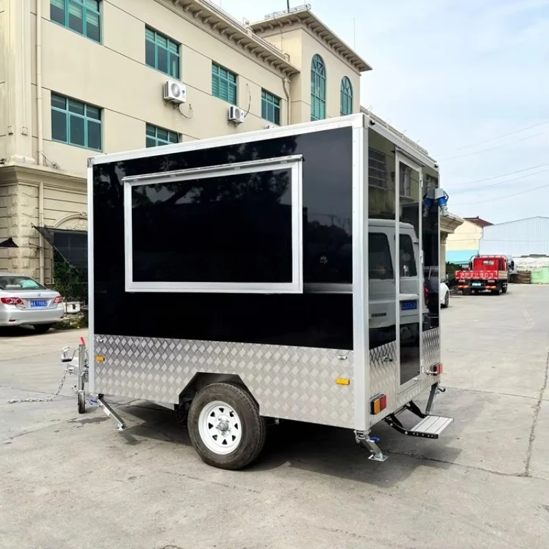 Fast Food Mobile Kitchen Consession Trailers Food Trailer Truck Fully Equipped with Display Refrigerator for Snack Customizable view 2