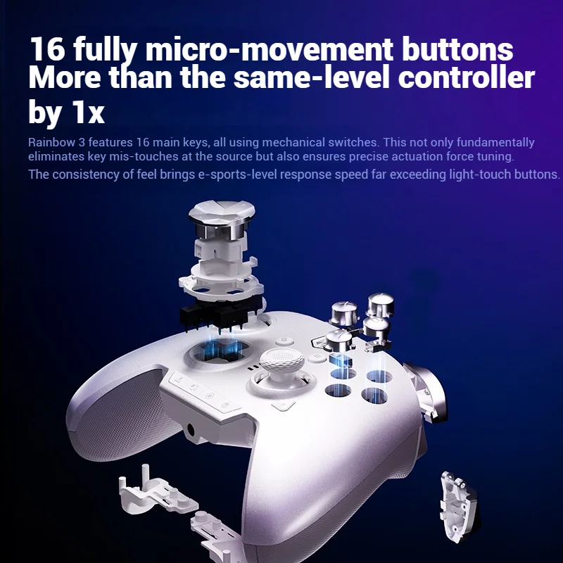 BIGBIG WON Rainbow3 سماعة لاسلكية تعمل بالبلوتوث وحدات تحكم الألعاب مع عمر البطارية 1000 مللي أمبير في الساعة لوحات الألعاب 3.5 مللي متر واجهة الصوت لمفتاح الكمبيوتر