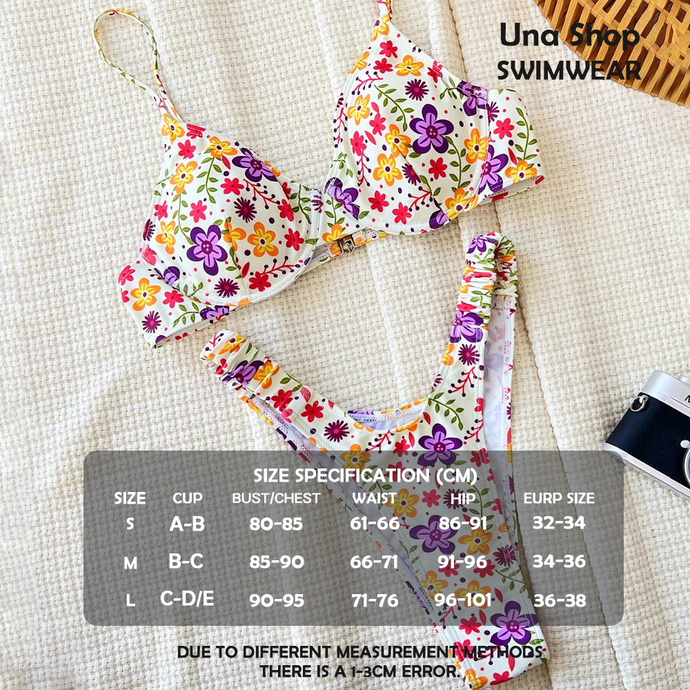 

Una-Shop Floral Print Bikinis Sets For Women Summer Swimsuit With Adjustable Straps Beach Swimming Pool Party Vacation Beachwear