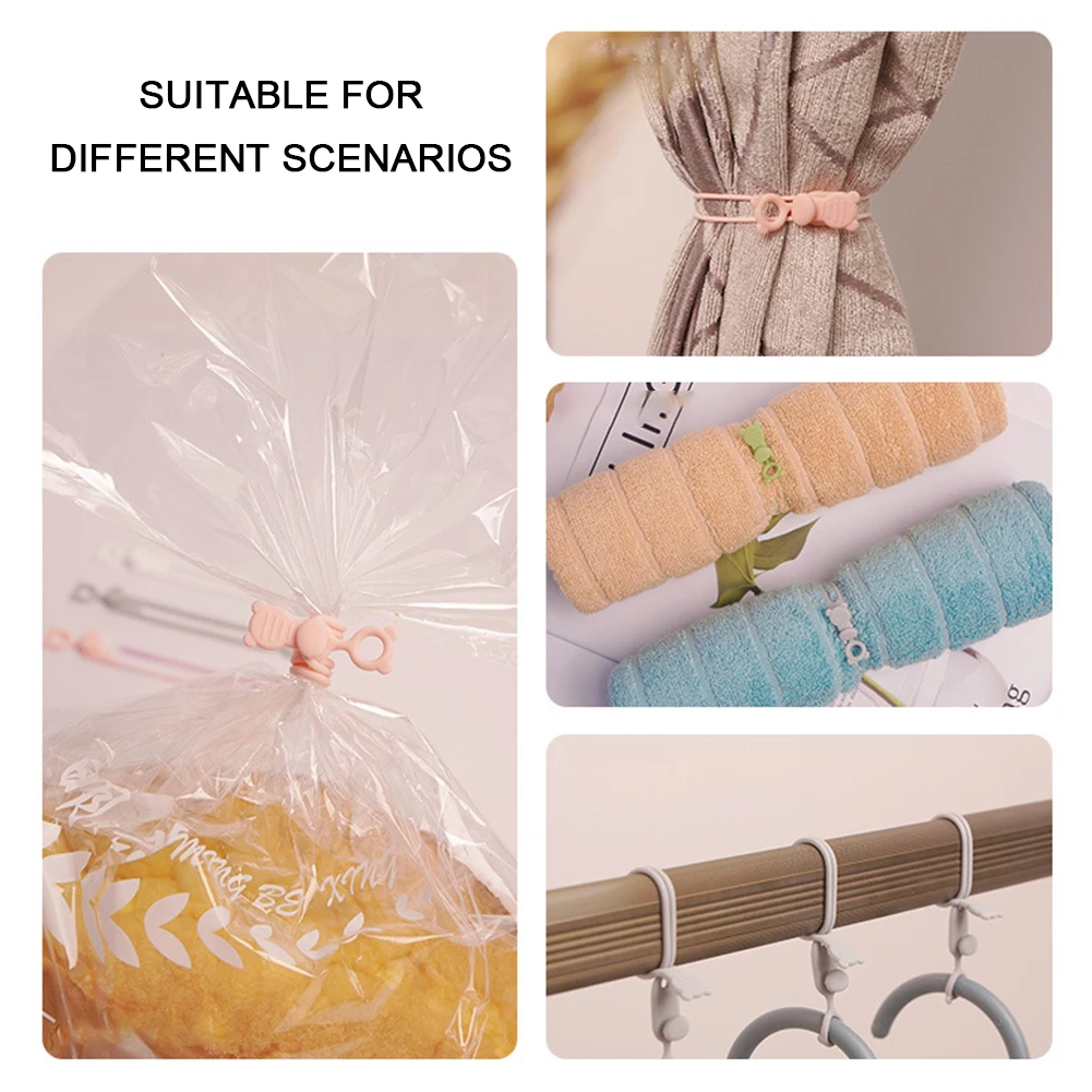 Flexible Cable Bundling Tie With Snaps Reusable Self-Snap Sealing Bag Rope For A/V Wires