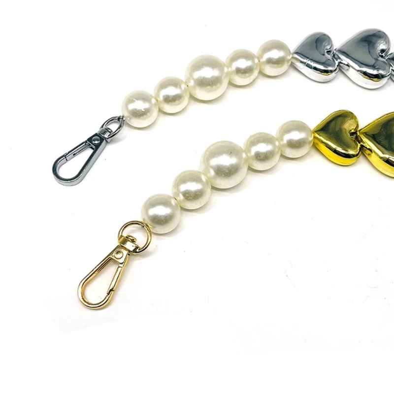 E74B DIY Lady Purse Clutch Bag Accessories Bead Chain Pearl Bag Strap for Handbag Belt Handbag Chain Replacement Handles