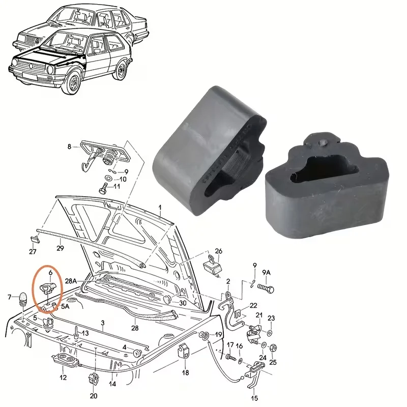 1pc Car Hood Bump Stop Buffer Cushion Replacement Rubber Grommet for VW Corrado Golf Jetta Engine Hood Shock Absorber Pad